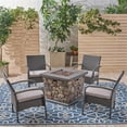 thumbnail image 4 of Afuera Living 5 Piece Outdoor Wicker Chair and Firepit Set in Gray, 4 of 11