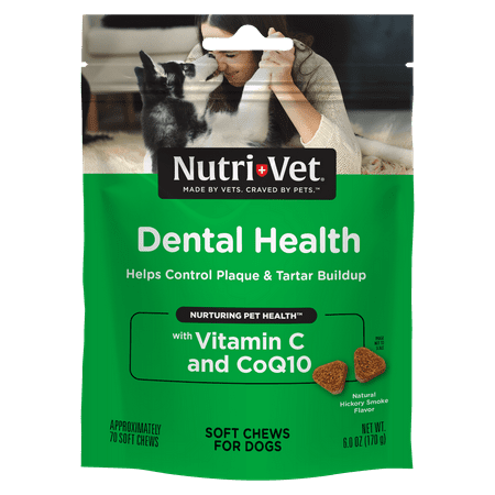 UPC: 0669125998311 | Nutri-Vet Dental Health Soft Chews for Dogs | Helps Control Plaque and Tartar Buildup | Natural Hickory Smoke Flavor | 70 Count