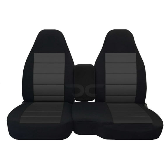 Fits 1998-2003 Ford Ranger Velour Seat Covers 60/40 Bench Console w Cupholder:Blk-Charcoal