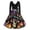 Orange, variant on Women's V Neck Long Sleeve Halloween Print A Line Midi Dress with Waist Tie Casual Seasonal Graphic Swing Dress Black L