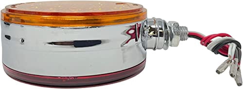 All Star Truck Parts 2pc Amber/Red 48 LED Round Double Face Stud Mount Pedestal Fender Stop Turn Tail Light for Truck Trailer Peterbilt Freightliner Heavy Duty Mack Western Star. Left and Right Side