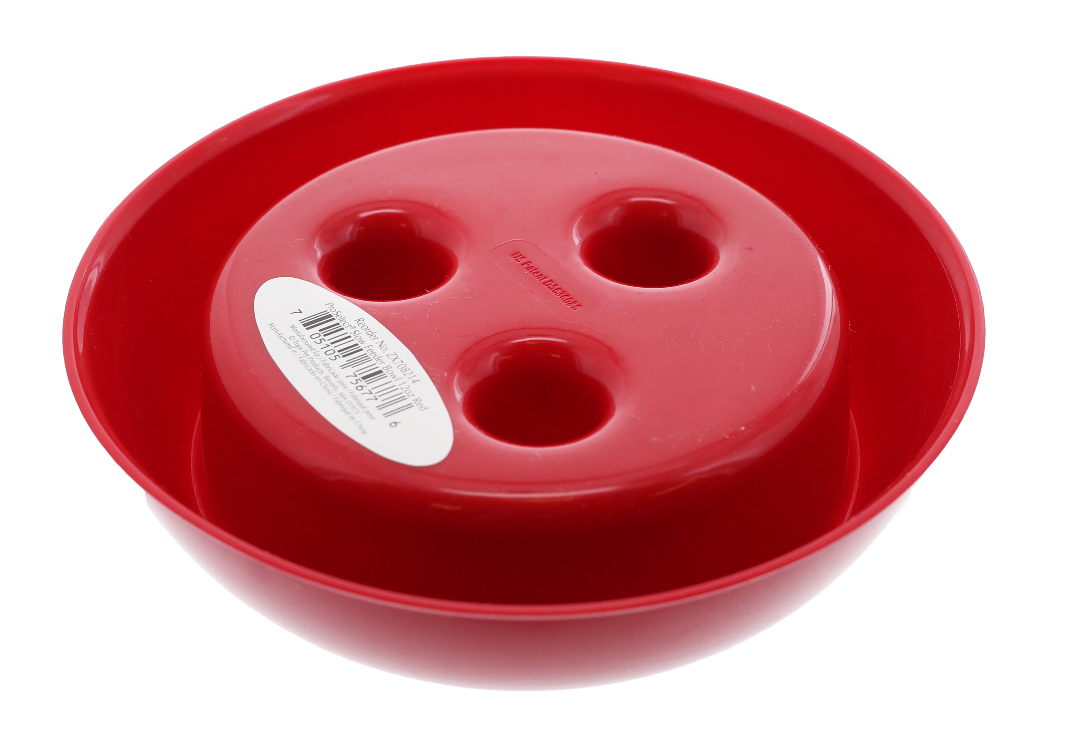 ProSelect Plastic Slow Feeder Dog Bowl - Red - 12 oz.