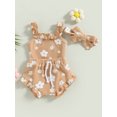 thumbnail image 4 of Musuos Baby Girls 3Pcs Summer Outfits, 3 6 12 18M Floral Sleeveless Strap Romper + Shorts + Headband Set, 4 of 10