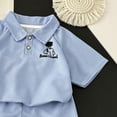 thumbnail image 3 of Toddler Baby Boy Clothes 2Pcs Summer Outfits Short Sleeve Solid Polo T Shirts and Shorts Sweatsuit Set,Blue 2-3 Years, 3 of 4