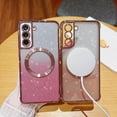 thumbnail image 5 of for Samsung Galaxy S24 Plus Case Clear Magnetic Glitter Phone Cases [Compatible with Magsafe],Luxury Love Heart Plating Bling Gradient Sparkle Shockproof Cover for Women Girls,/Gold, 5 of 13