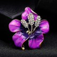 thumbnail image 2 of Broche para mujer con flores y cristal morado., 2 of 5