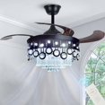thumbnail image 6 of FINE MAKER Modern Crystal Ceiling Fan with Light Black Metal Remote Control 3 Color LED Chandelier Fan 3 Speed Wind Retractable Blades Silent Fandelier for Living Dining Room Bedroom 110V 42", 6 of 11
