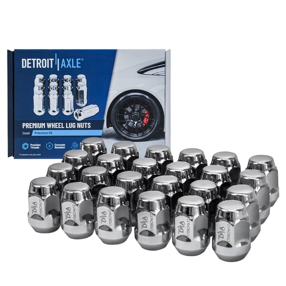 Detroit Axle - 4WD 24pc Wheel Lug Nuts for K1500 K2500 Suburban GMC Yukon Chevrolet Tahoe Cadillac Escalade [6 Studs], 24 Wheel Lug Nuts