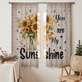 thumbnail image 2 of Sheer Curtain 63 Inch Length 2 Panels Light Filtering Window Curtain Vintage Sunflower Sheer Voile Curtains Rod Pocket Window Treatment for Kitchen Living Room You Are My Sunshine Love Quotes, 2 of 9