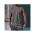 thumbnail image 2 of Men'S Summer Sleeveless Well-Fitting Loose Muscle Sports Round-Neck Vest Sleeveless Tank Tops Crewneck Solid Loose Fit Shirt Gray S, 2 of 5