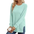 thumbnail image 3 of SHINE UP Sweatshirt for Women Long Sleeve Tunic Tops Crewneck Casual Pullover Shirts with Side Split, 3 of 8