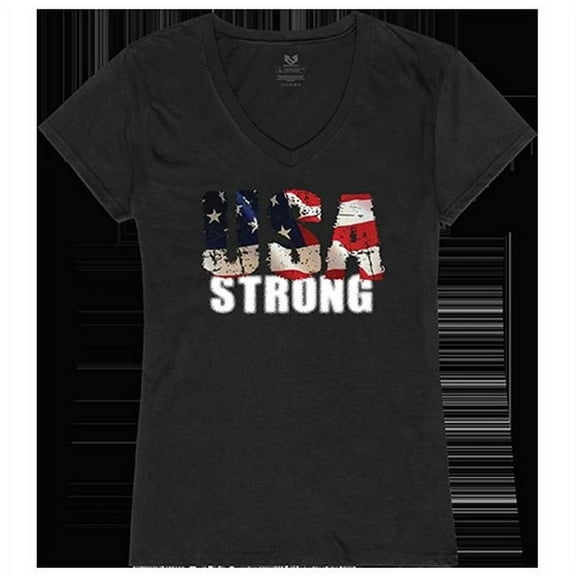 Rapid Dominance USA Strong 1 Graphic V-Neck T-Shirts, Black - Large