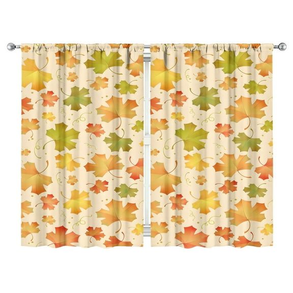 Fall Harvest Tier Curtains Set of 2 - Pumpkin Patch & Sunflower Design, Rustic Autumn Aesthetic Kitchen Window Treatments, 52x84 Inch, Rod Pocket