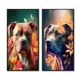 thumbnail image 2 of Designart "Pitbull Blossom Portrait I" Dog Pitbull Framed Wall Art Set Of 2 - Multicolor Animals Gallery Wall Frame Set For Home Decor, 2 of 7