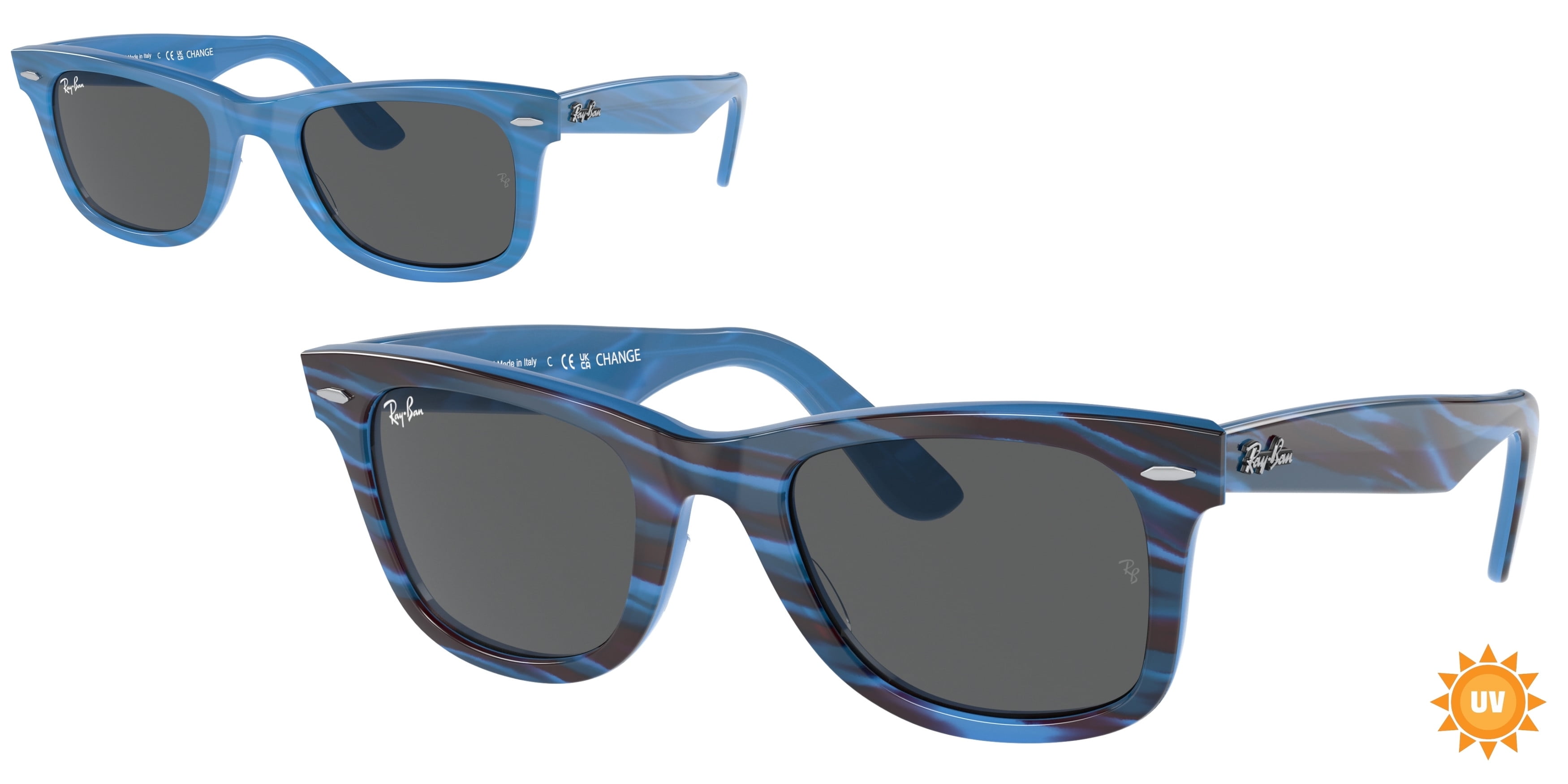 Sunglasses Ray-Ban RB 2140 F 1387GG Wayfarer Photo Striped Grey Tr