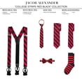 thumbnail image 4 of Jacob Alexander Men's College Stripe Woven 2.75 inch Width Slim Neck Tie - Red Black, 4 of 5