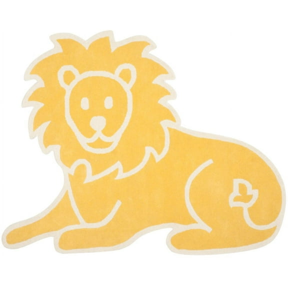 SAFAVIEH Martha Stewart Lion Animal Wool Area Rug, Egg Yolk, 4'3" x 5'6" Specialty