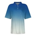 thumbnail image 3 of Puliio Women's Polo Shirts Casual Style Lapel Button Up Gradient Color Short Sleeve Blouse Pullover Spring Summer And Fall Everyday Wear Comfortable And Relaxed Fit Tee Tops, 3 of 4