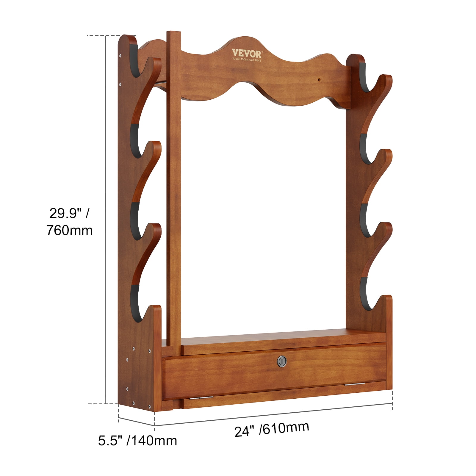 VEVOR Gun Rack, Wood Gun Rack Wall Mount, Gun Display Rack holds 4 Rifles, Shotguns, 132 lb Heavy Duty Wall Storage Display Rifle Rack with Soft Padding