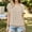 Beige, variant on 2026 Summer Women's Round Neck Pleated Dolman Blouse, Short Sleeve Loose Fit Casual Solid Color Top with Elastic Hem for Everyday Streetwear and Vacation