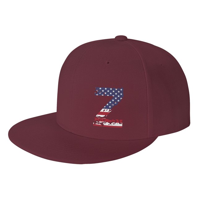 ZICANCN Letter Z Usa Flag Stickers Baseball Caps CCaps Hapeaux de Camionneur pour Hommes et Femmes, Réglables à Plat Respirant Rouge Foncé