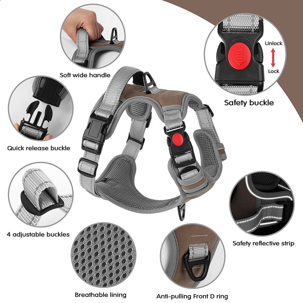 Reflective Dog Harness No Pull Dog Vest Harness With Handle, Breathable Padded Dog Chest Harness Adjustable for Small Medium Large Dog