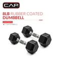 thumbnail image 2 of CAP Barbell, 8lb Coated Rubber Hex Dumbbell, Pair (No-Roll Design, Ergonomic Steel Handle, Durable Coated Weight), 2 of 6