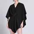 thumbnail image 2 of XPMWRP Women's Solid Color Open Front Cardigan Shawls Wrap Solid Color Poncho Ruana Cape Plus Size Knit Wraps for Fall Winter Black Free Size, 2 of 4