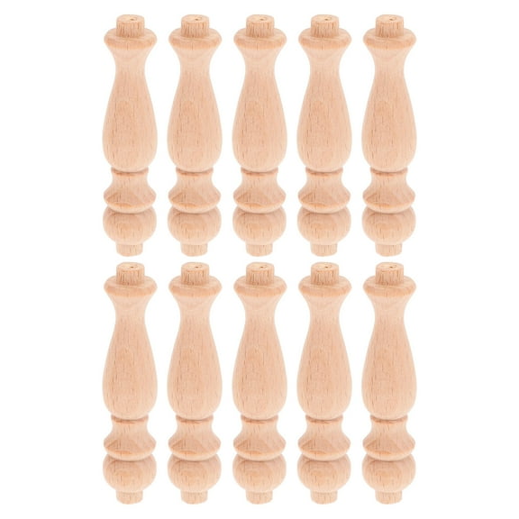 Wood Spindles for Staircase Indoor Unfinished Khaki Wood Craft Spindles for Home Use 10 Pieces