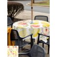 thumbnail image 5 of Outdoor Tablecloth with Umbrella Hole for Patio/Picnic/Party/Camping, Summer Fruit Waterproof Table Cloth Square Cover Washable, Spring Botanical Lemon Peach (60"x 60"), 5 of 8