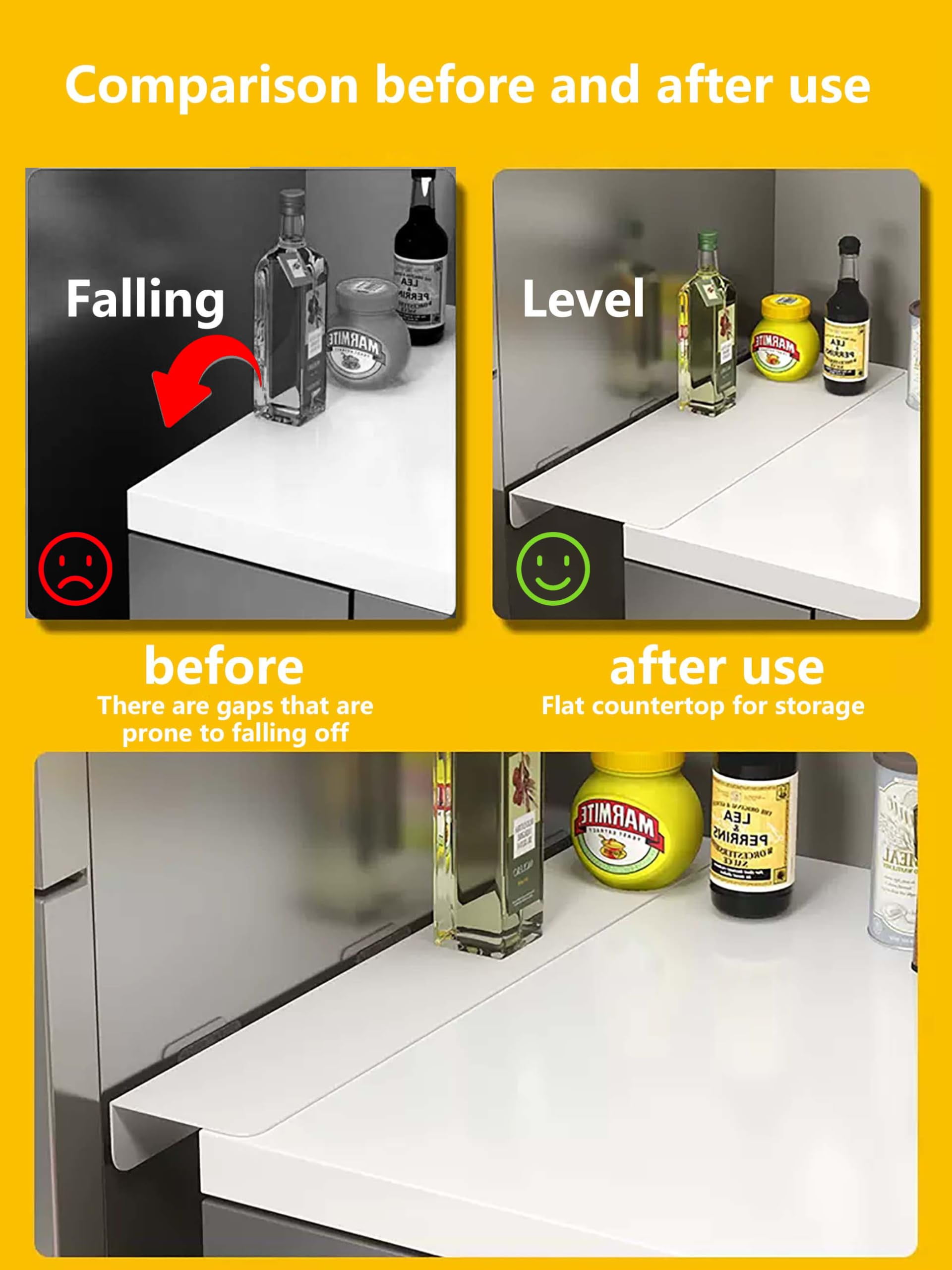 Kitchen Gap Partition Countertop Gap Extension Board, 19.68 x 3.93in Countertop Caulking Panels, Refrigerator Side Partition, Gap Covers Between Countertop and Walls(White)
