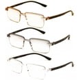 thumbnail image 2 of 3 Pairs Men’s Lightweight Blue Light Blocking Reading Glasses – Rimless Rectangle Readers with Lightly Tinted Lenses +1.50, 2 of 4