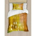 thumbnail image 3 of Flower Duvet Cover Set King Size, Hazy Dandelion Field Wild Nature Pastel Grass Spring Themed Floral Work of Art, Decorative 3 Piece Bedding Set with 2 Pillow Shams, Yellow Green, by Ambesonne, 3 of 3