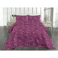 thumbnail image 2 of Ambesonne Dreamy Floral Quilted Coverlet 2 Pcs, Flowers of Wild Life, Twin Size, Magenta Dark Magenta, 2 of 4