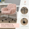thumbnail image 5 of Resenkos Home Office Chair Computer Chair,Faux Fur Desk Chair, Swivel Vanity Chair With Adjustable Height And Wheels For Office, Bedroom, Pink, 5 of 7