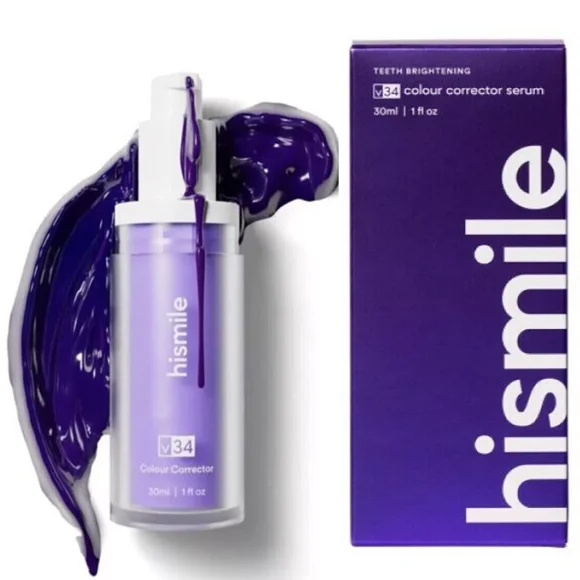 Smile v34 Colour Corrector Serum 30ml Teeth Brighting Gel Purple Toothpaste
