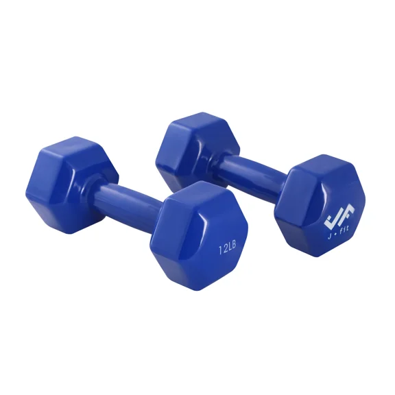 JFIT Vinyl Dumbbell (Set of 2), 12 LBS