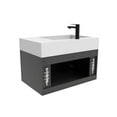 thumbnail image 4 of Amazon 30" Black Wood Floating Vanity with White Top and Black Trim, 4 of 10