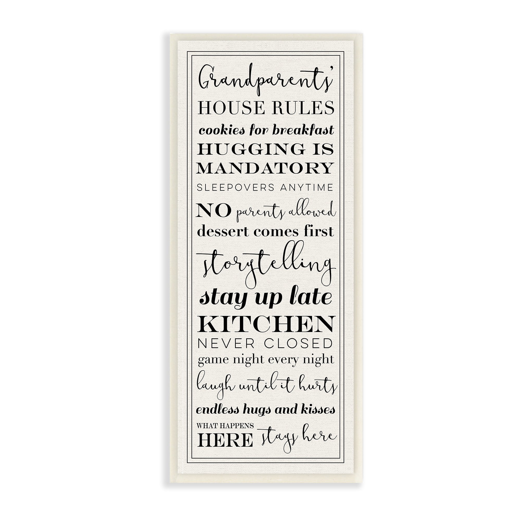 Ideal Gift / Present Novelty Sign Grey & White Grandparents House Rules