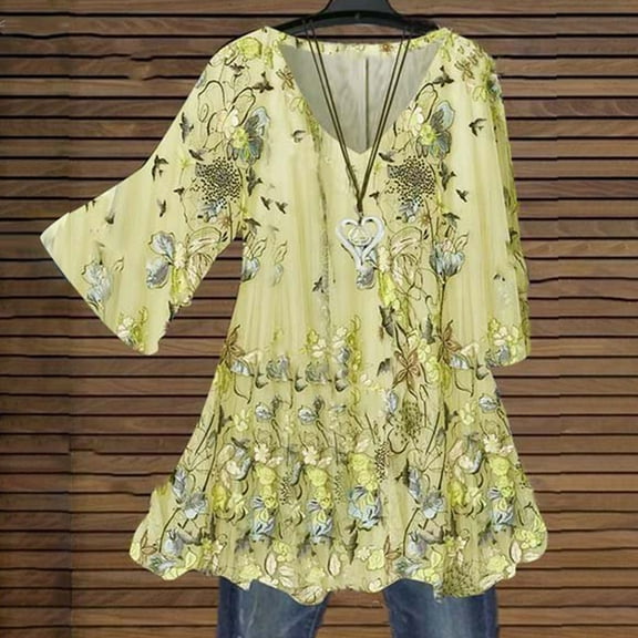Womens Tops and Blouses Womens Floral-Print Casual Short Sleeve V Neck Shirts&Tops Thin Blouse clearance clothes under $10.00