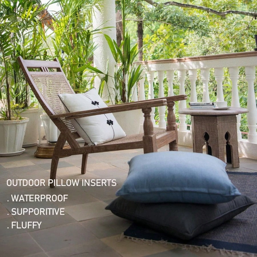 24 x 24 Outdoor Throw Pillow Inserts Set of 2 Waterproof Square Premium Decorative Couch Pillow Stuffers Form Large White Sofa Cushions Indoor