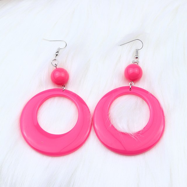 Pendientes geométricos huecos de bolas de resina de 6 colores, pendientes largos de moda simples y exagerados