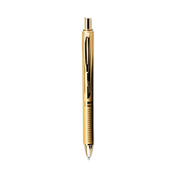Pentel EnerGel Alloy Retractable Premium Liquid Gel Pen 0.7 mm Gold Barrel Black Ink BL407XABX