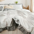 thumbnail image 4 of Move Over White Grey Ruffle Bedding Sets Queen White Grey Reversible Duvet Cover Set Washed Microfiber Grey Ruffled Pattern No Filling, 4 of 9
