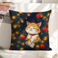 thumbnail image 6 of Christmas Cat Linen toss pillowcase Decoration pillowcase Gift preferred 28x28" Cushion cover 2 set Sofa pillowcase Sofa bedroom living room car, 6 of 8