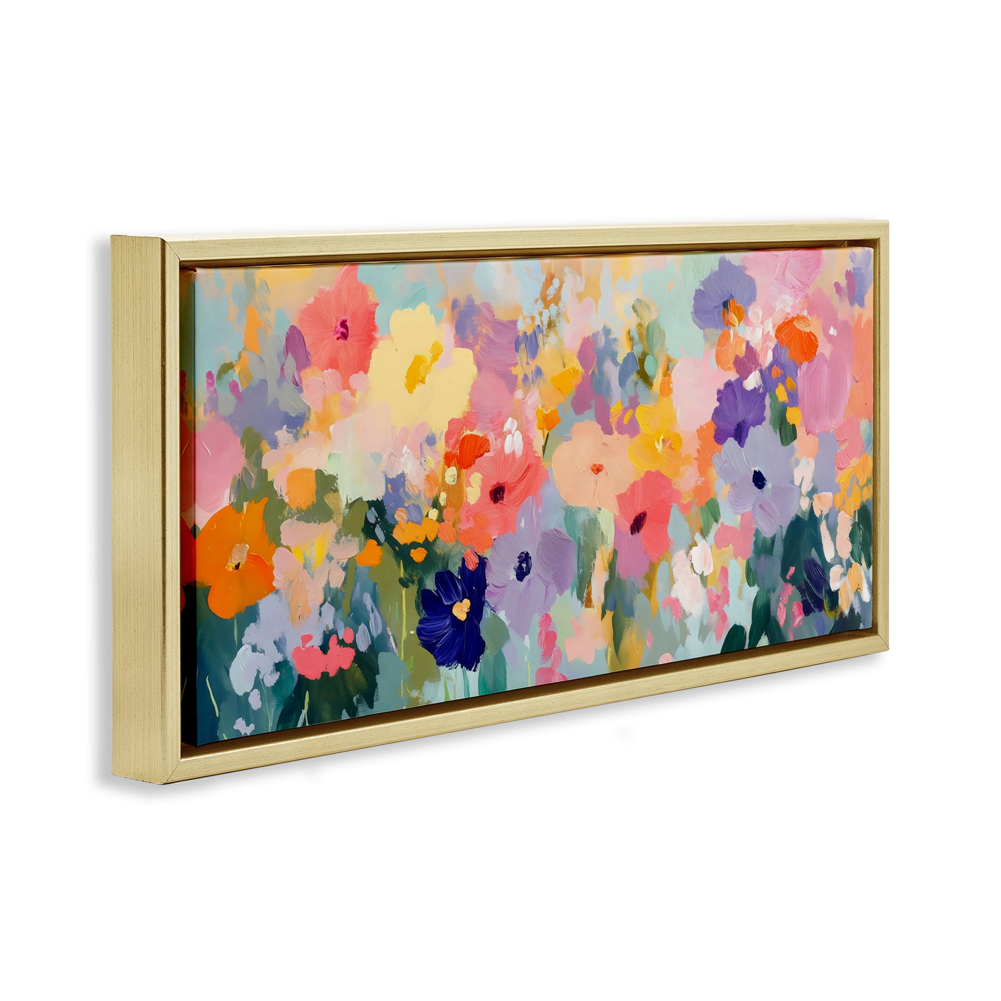 Stupell Industries Colorful Garden Variations Gold Framed Floater Canvas Wall Art, design by Creative Studio