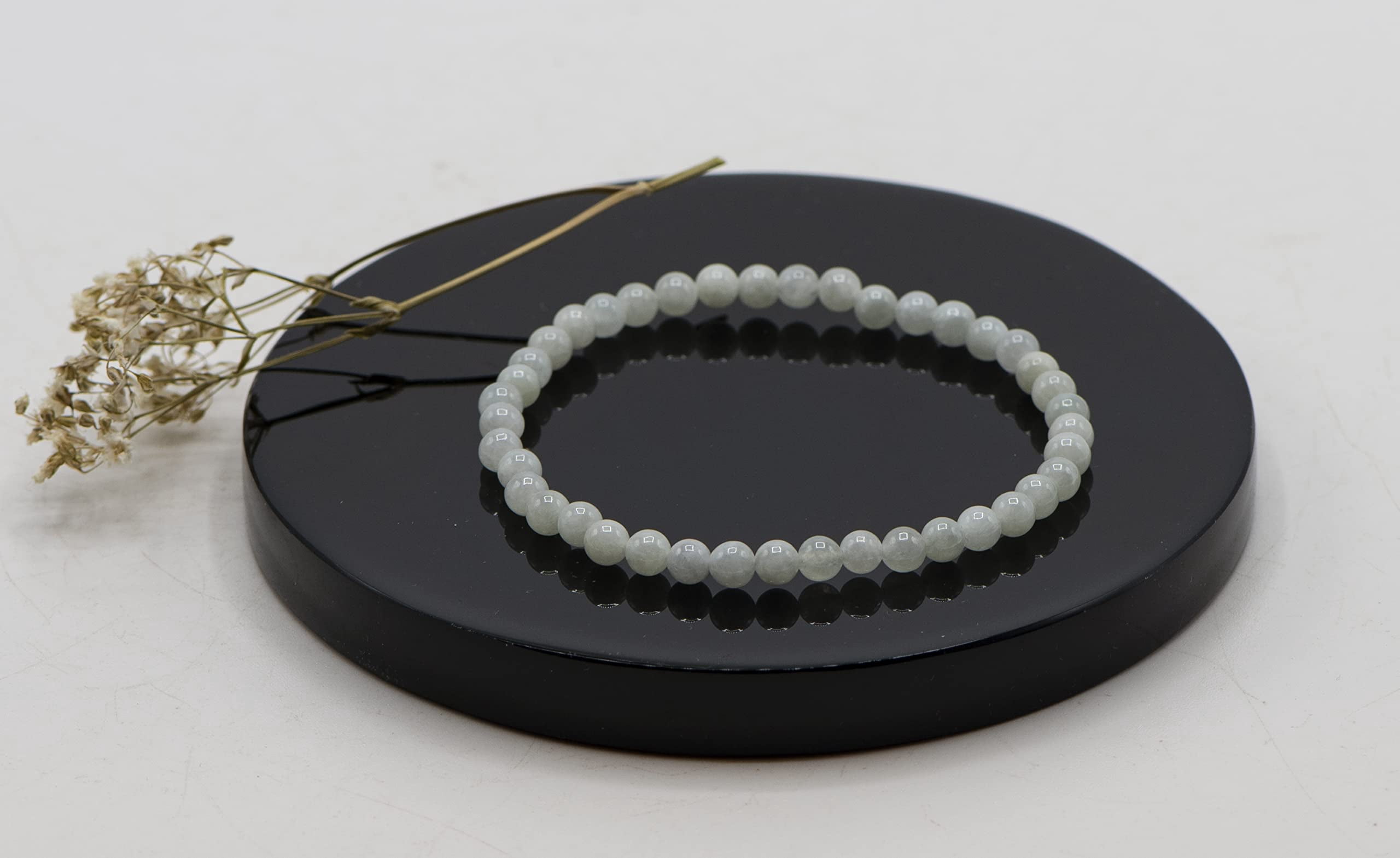LTC Designs 4mm Round Jade Stretch Bracelet, 8" for Unisex Adults