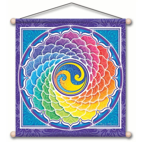 Mandala Arts Rainbow Spiral Yin Yang Meditation Banner