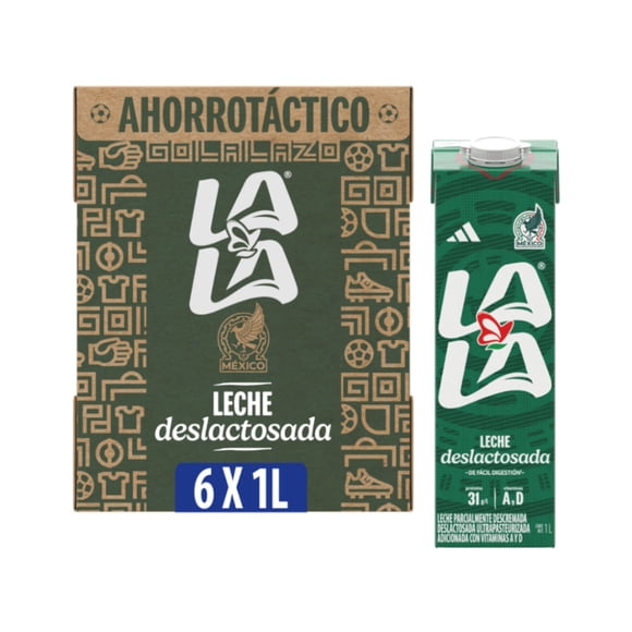 Leche Lala fresca deslactosada y semidescremada 6 pack 1 l c/u