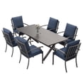 thumbnail image 6 of ALAULM 7-Piece Patio Dining Table and Chairs Outdoor Dining Set for 6 Patio Dining Sets with Rectangular Metal Table with Umbrella Hole for Patio, Backyard, Garden-Navy Blue, 6 of 6